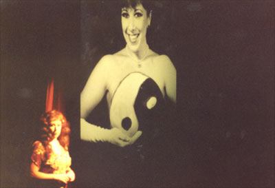 Annie Sprinkle performs with her vulva puppet