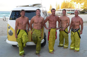 Hot firemen posing for a calendar