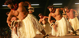 Hawaiian men doing the hula