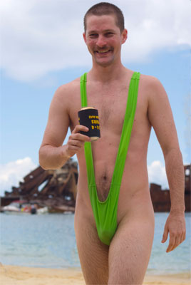 Mankini with beer